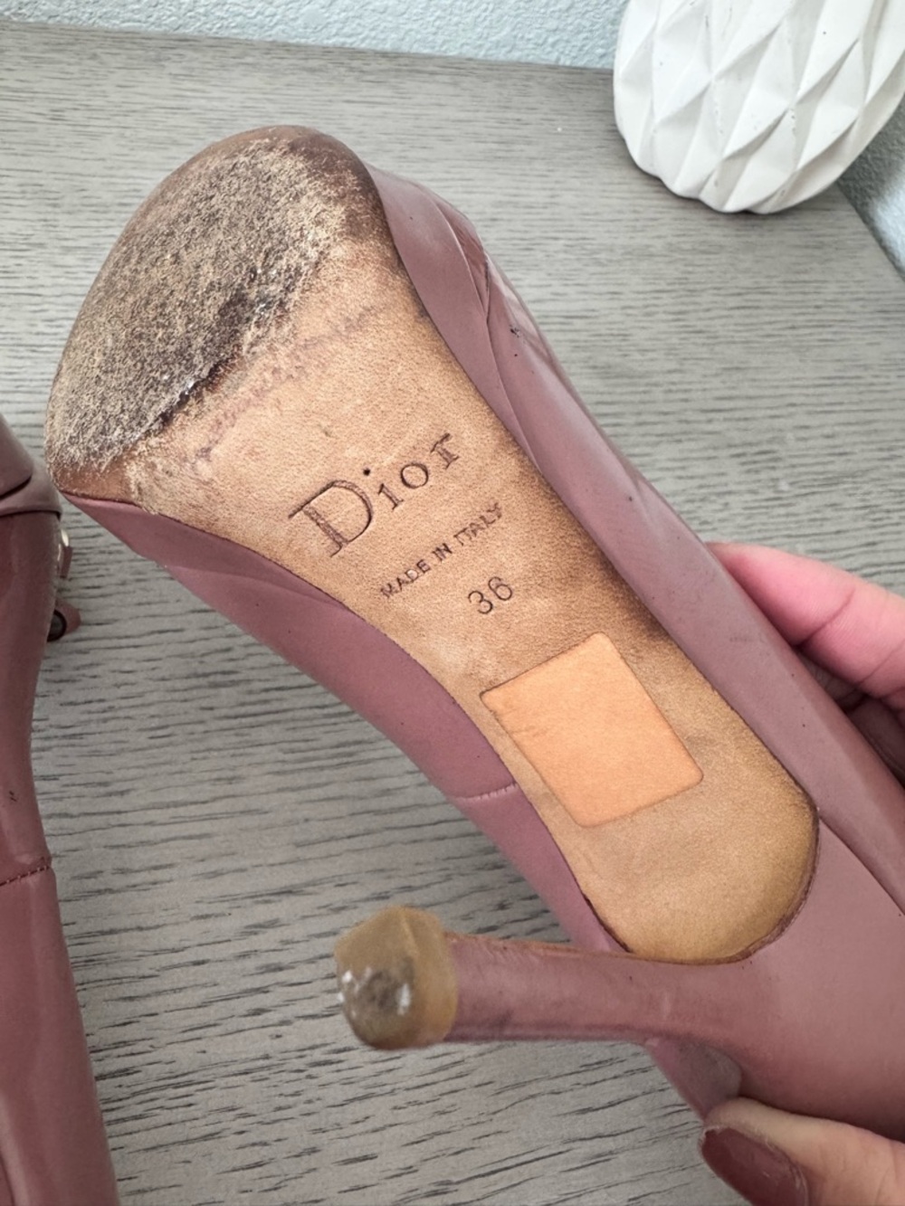 Authentic Christian Dior Dusty Rose Peep-Toe Stiletto Pumps - Picture 8 of 9